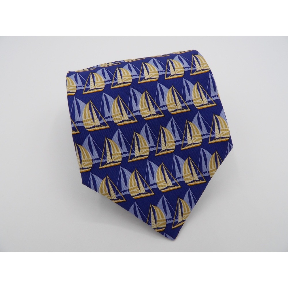 Banana Republic Necktie Mens Sailboat Nautical Pattern Silk Made‎ in Italy Tie